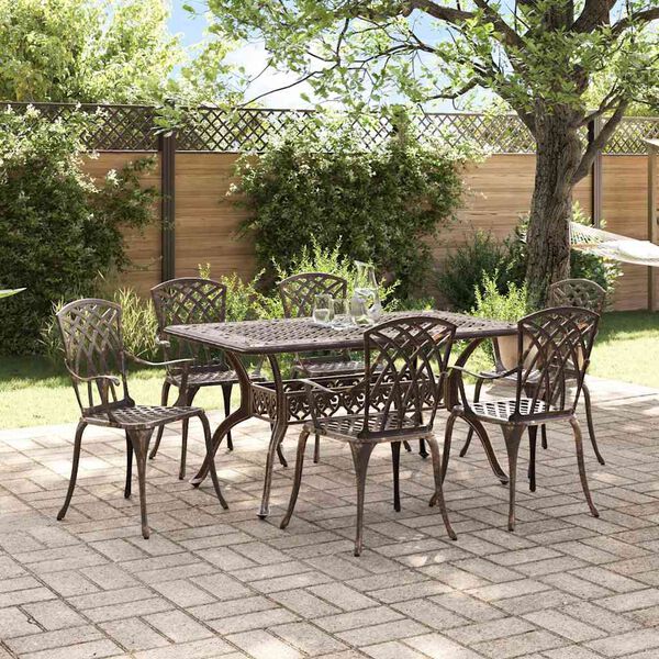vidaXL Garten Essgruppe 7 pcs Bronze Aluminium