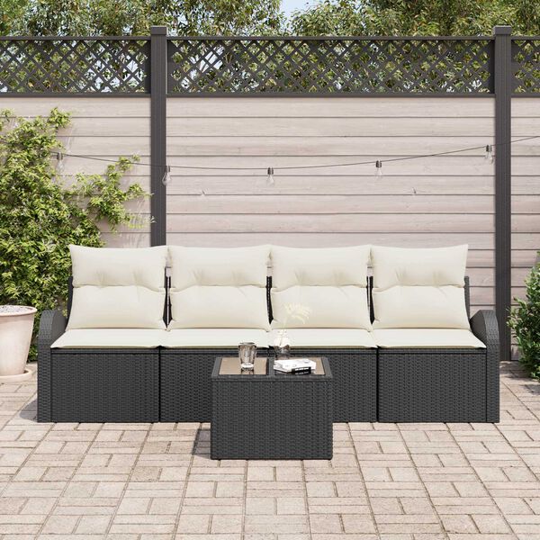 vidaXL Gartensofa-set Schwarz 55 x 55 x 37 cm Poly-Rattan