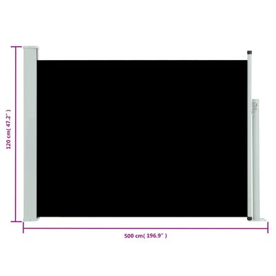vidaXL Seitenmarkise Ausziehbar 117x500 cm Schwarz