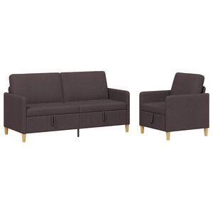 vidaXL Sofa Set mit Stauraum 2 stk. Dunkelbraun Polyester