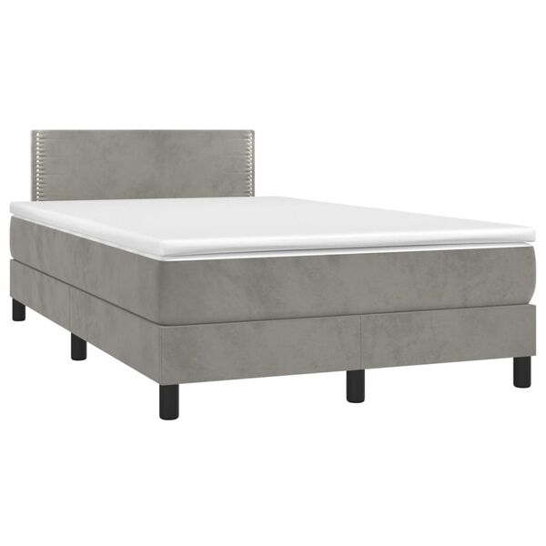 vidaXL Boxspringbett mit Matratze Hellgrau 120x190 cm Samt