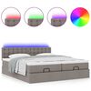 vidaXL Ottoman-Bett mit Matratzen & LEDs Taupe 200x200 cm Stoff