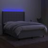 vidaXL Boxspringbett mit Matratze & LED Hellgrau 140x200 cm Stoff
