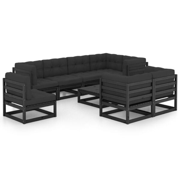 vidaXL 9-tlg. Garten-Lounge-Set mit Kissen Massivholz Kiefer