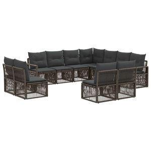 vidaXL Gartensofa-set 11 stk. 11-Sitzer Grau Poly-Rattan