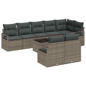 vidaXL Gartensofa-set mit Kissen 9 pcs Hellgrau Poly-Rattan