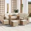 vidaXL Garten-Sofa-Set mit Kissen mit Speicher 9 pcs Beige und Creme