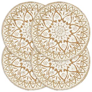 vidaXL Tischsets 4 Stk. Wei&szlig; 38 cm Rund Jute