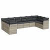 vidaXL 10-tlg. Garten-Sofagarnitur mit Kissen Hellgrau Poly Rattan