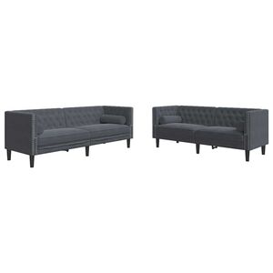 vidaXL Wohnzimmer Couch 2 pcs Dunkelgrau 194 x 74,5 x 70,5 cm Samt