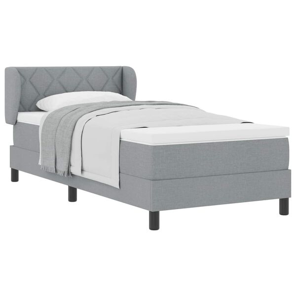 vidaXL Boxspringbett mit Matratze Hellgrau 90 x 190 cm Stoff
