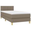 vidaXL Boxspringbett mit Matratze Taupe 90x200 cm Stoff