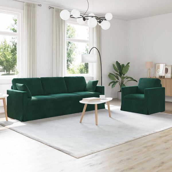 vidaXL Sofa Set 2 pcs Dunkelgr&uuml;n 228 x 78 x 80 cm Samt