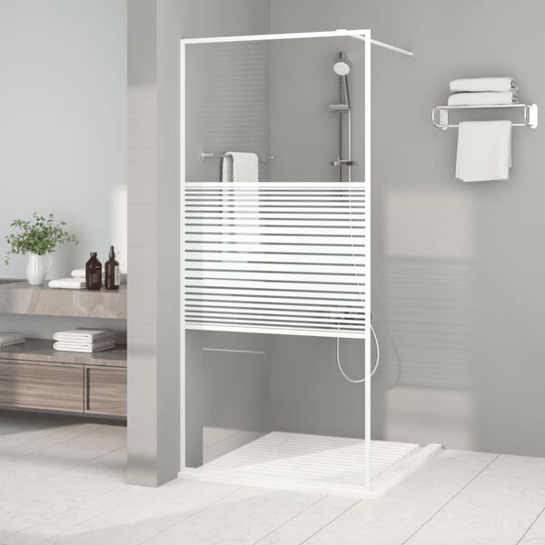 vidaXL Duschwand f&uuml;r Begehbare Dusche Wei&szlig; 90x195 cm ESG-Klarglas