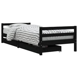 vidaXL Kinderbett mit Schubladen Schwarz 80x200 cm Massivholz Kiefer