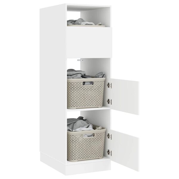 vidaXL W&auml;scheschrank mit Speicher mit T&uuml;r Wei&szlig; Holzwerkstoff