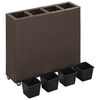 vidaXL Garten-Hochbeet mit 4 T&ouml;pfen 80x22x79 cm Poly Rattan Braun