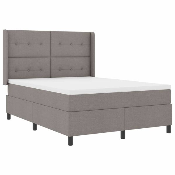 vidaXL LED Boxspringbett mit Matratze Taupe 160 x 200 cm Stoff