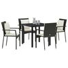 vidaXL Garten Essgruppe mit Kissen 5 pcs Schwarz Poly-Rattan
