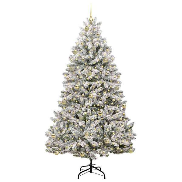 vidaXL K&uuml;nstlicher Weihnachtsbaum Gr&uuml;n und Wei&szlig; 240 cm PVC und Metall