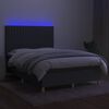 vidaXL Boxspringbett mit Matratze & LED Dunkelgrau 140x190 cm Stoff