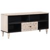 vidaXL TV-Schr&auml;nk mit Regal Wei&szlig; 100 x 33,5 x 46 cm Massivholz Mango