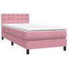 vidaXL Boxspringbett mit Matratze & LED Rosa 90x210 cm Samt