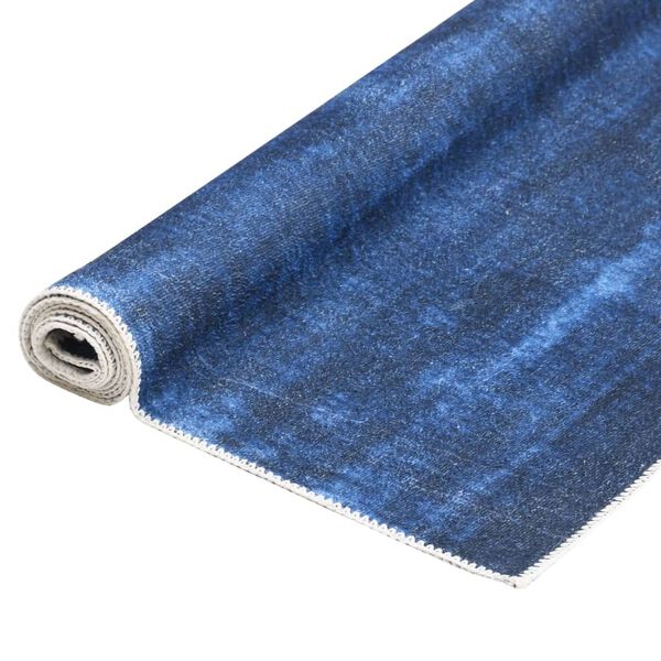 vidaXL Teppich Waschbar Faltbar Marineblau 160x230 cm Polyester