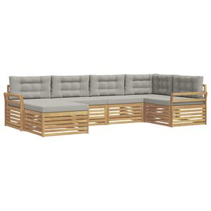 vidaXL Outdoor-Sofagarnitur 6 Stk. Wei&szlig; und Hellgrau Polyester