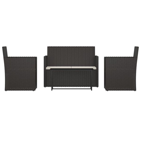 vidaXL 4-tlg. Garten-Lounge-Set mit Kissen Poly Rattan Schwarz
