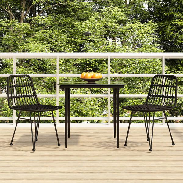 vidaXL 3-tlg. Garten-Essgruppe Schwarz Poly Rattan
