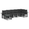 vidaXL Outdoor-Sofagarnitur 7 stk. Schwarz und Dunkelgrau Polyester