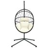 vidaXL H&auml;ngesessel Ei-Design mit St&auml;nder Beige Rattan und Stahl