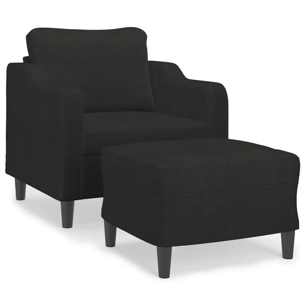 vidaXL Sessel mit Hocker Schwarz 60 cm Stoff
