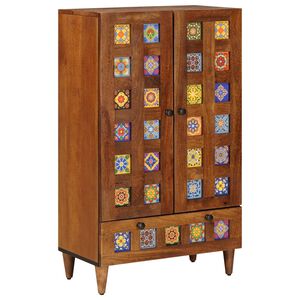 vidaXL Highboard mit T&uuml;r Walnuss 60 x 33,5 x 100 cm Massivholz Mango