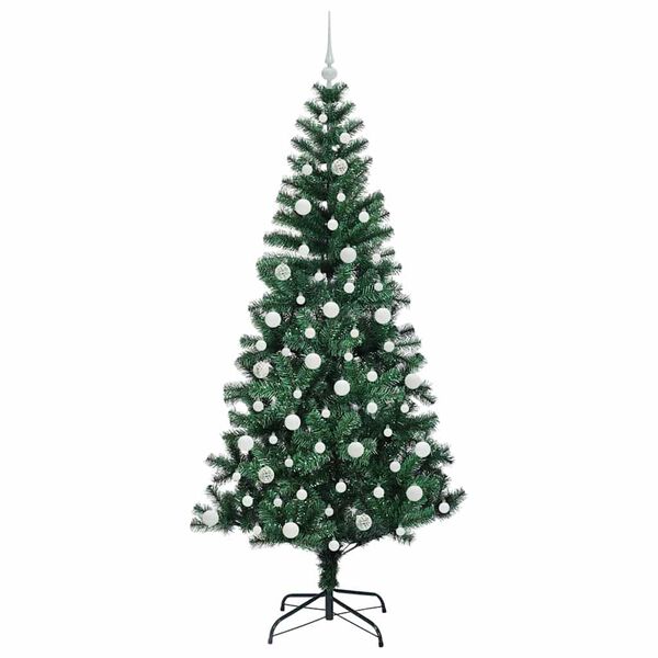 vidaXL K&uuml;nstlicher vorbeleuchteter Weihnachtsbaum Gr&uuml;n 210 cm