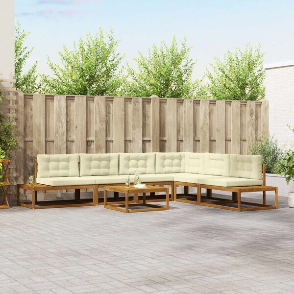 vidaXL Outdoor-Sofagarnitur 7 St&uuml;ck Natur und Creme