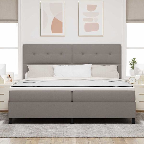 vidaXL Boxspringbett mit Matratze Taupe 200 x 200 cm Stoff