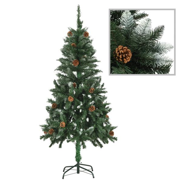 vidaXL Künstlicher Weihnachtsbaum mit Beleuchtung & Zapfen 150 cm