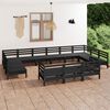 vidaXL 13-tlg. Garten-Lounge-Set Schwarz Massivholz Kiefer