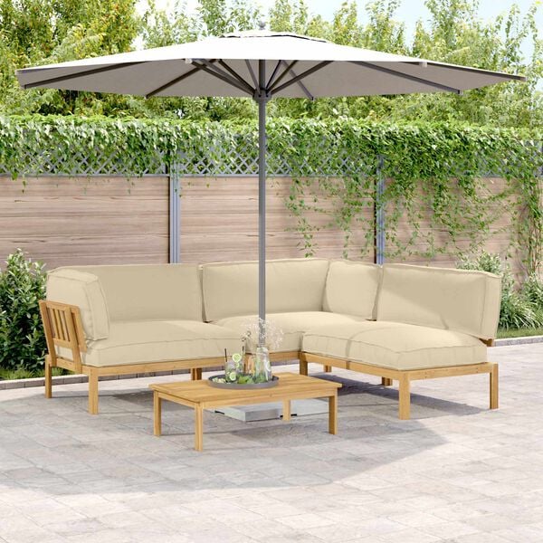 vidaXL Sofa Set mit Kissen Uni 4 pcs Beige Massivholz Akazie