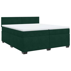 vidaXL Boxspringbett mit Matratze Dunkelgr&uuml;n 200x200 cm Samt
