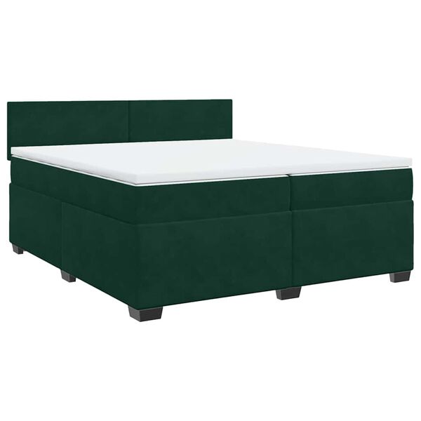 vidaXL Boxspringbett mit Matratze Dunkelgr&uuml;n 200x200 cm Samt