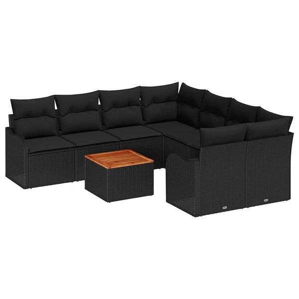 vidaXL Gartensofa-set mit Speicher 9 pcs Schwarz Poly-Rattan