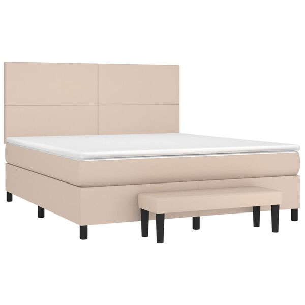 vidaXL Boxspringbett Matratze Cappuccino-Braun 160x200 cm Kunstleder