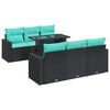 vidaXL 7-tlg. Garten-Sofagarnitur mit Kissen Schwarz Poly Rattan