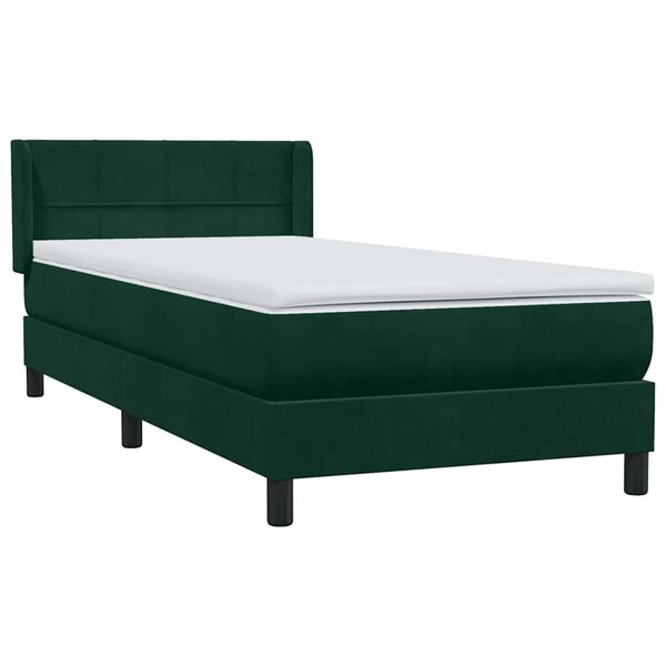 vidaXL Boxspringbett mit Matratze Dunkelgr&uuml;n 80x220 cm Samt