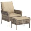 vidaXL Gartenstuhl mit Fu&szlig;hocker Hellbraun Poly Rattan