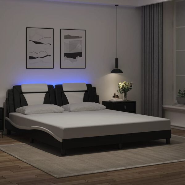 vidaXL Bettgestell "Viana" mit LED ohne Matratze Schwarz und Wei&szlig; 180x200 cm