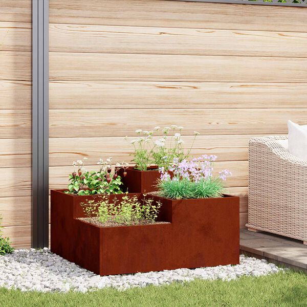 vidaXL Gartenblumentopf Rostig 100 x 100 x 48 cm Wetterfeststahl